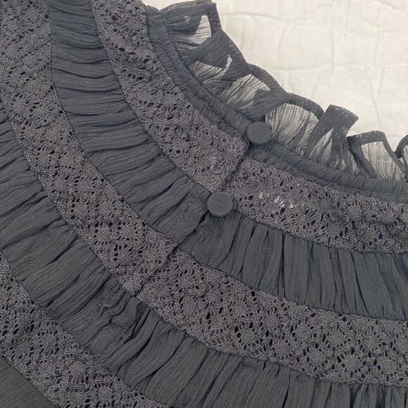 Ann Taylor Black Peasant High Neck Blouse size Small - Picture 11 of 12